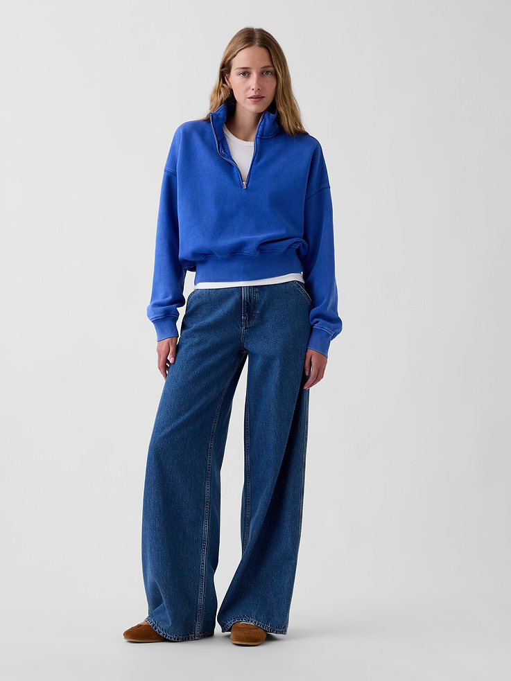 Image 2 of 6, VintageSoft Oversized Half-Zip Wedge Pullover