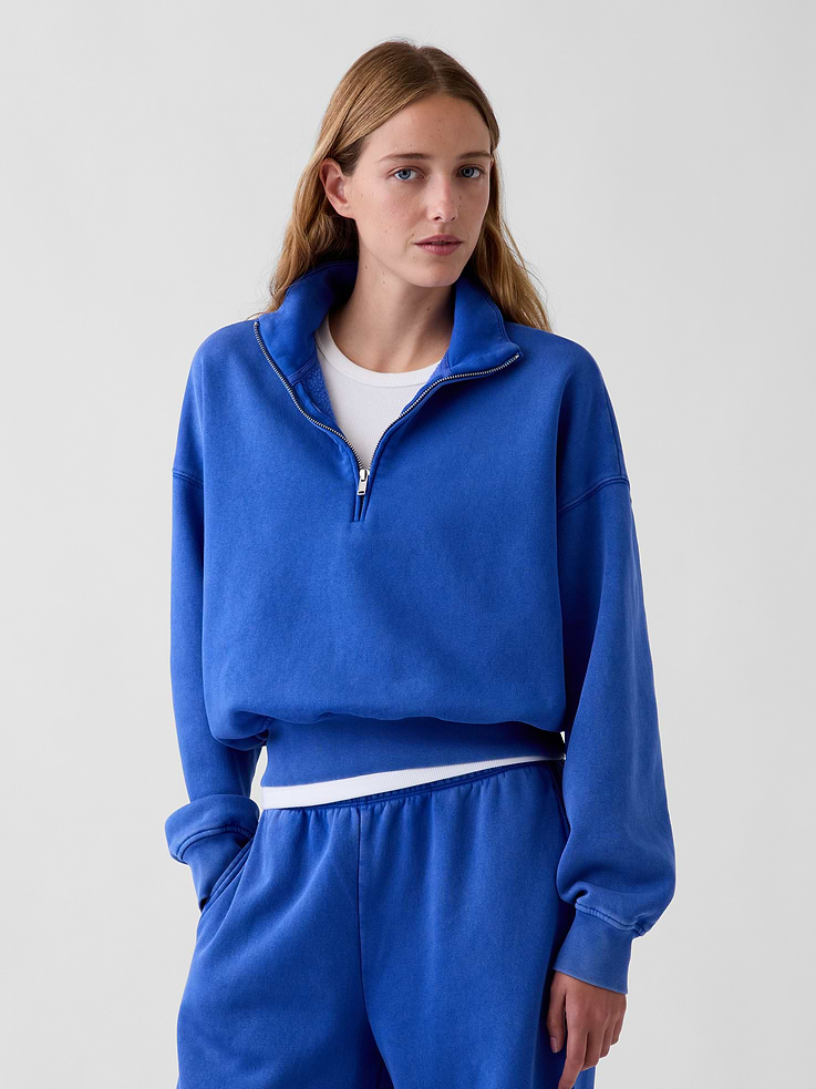 Image 5 of 6, VintageSoft Oversized Half-Zip Wedge Pullover