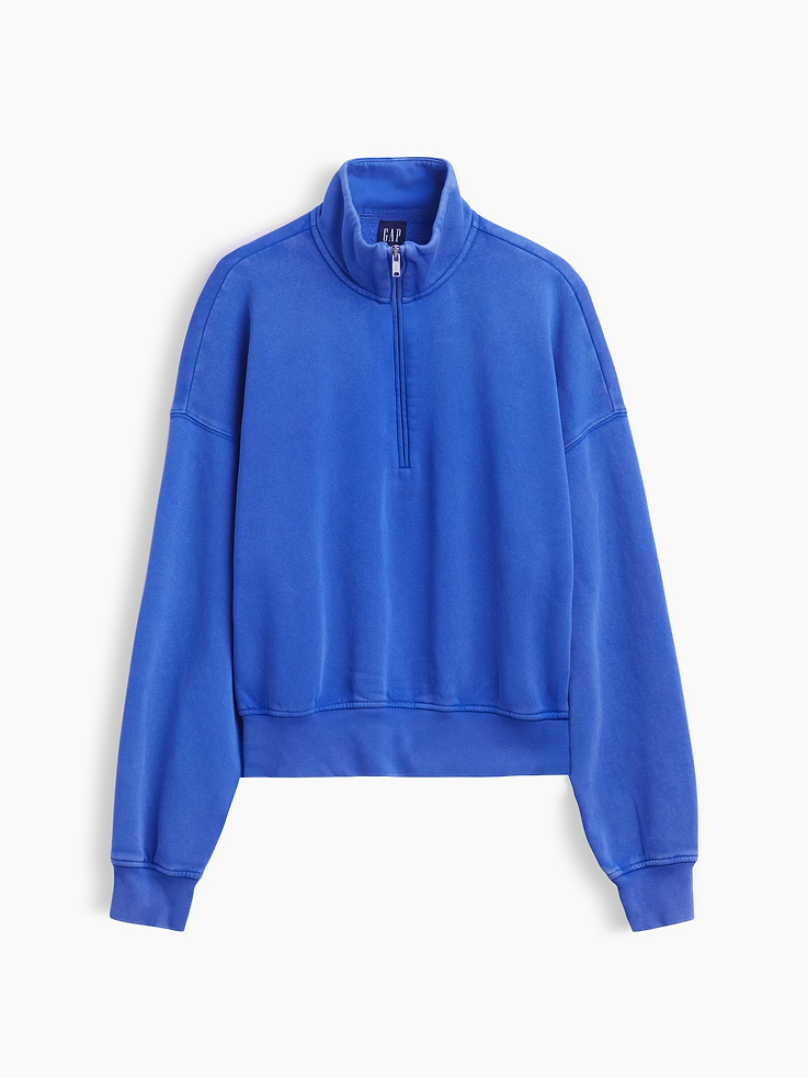 Image 6 of 6, VintageSoft Oversized Half-Zip Wedge Pullover
