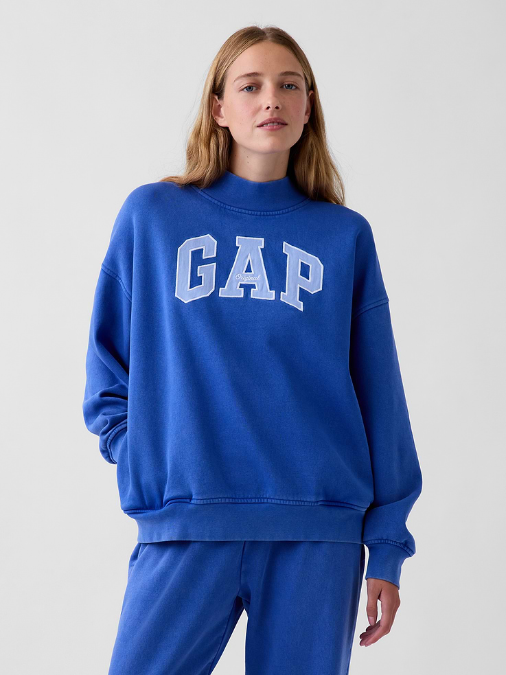 Image 6 of 7, VintageSoft Oversized Mockneck Logo Sweatshirt