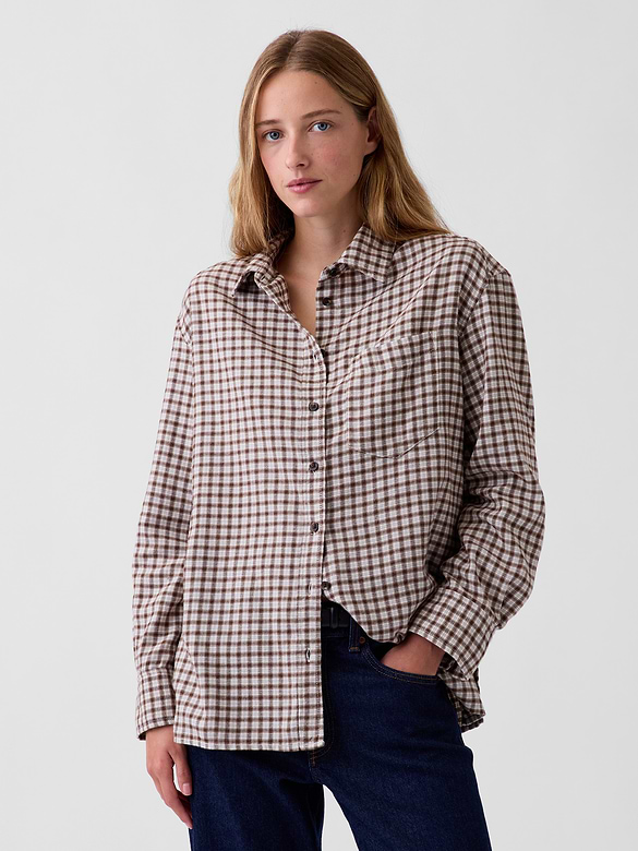 Chemise surdimensionnée à ourlet droit en flanelle