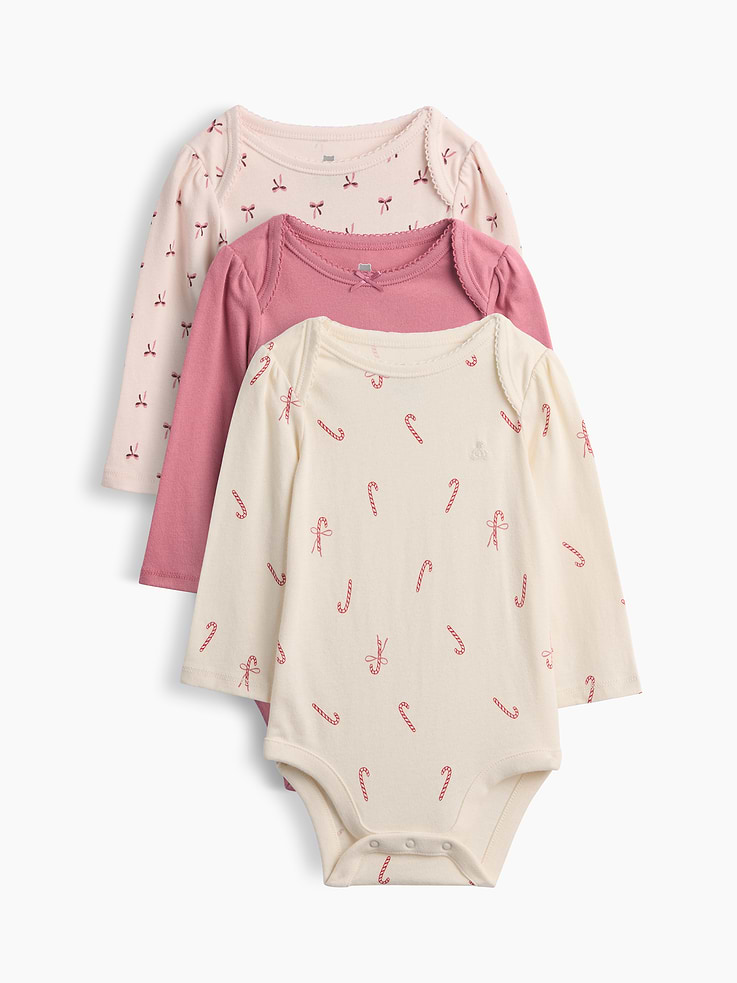 Image 1 of 3, From baby’s first outfit to all their first moments. Our favorite tiny essentials in supersoft, organically grown cotton., Soft cotton jersey bodysuit., Crewneck with lapped shoulders for easy over-the-head., Long sleeves., Graphics and prints., Snaps at inseam for easy dressing and diapering., Made with 100% organically grown cotton which is grown without the use of synthetic pesticides and fertilizers., This product was made in a factory that invests in gender equity and women’s empowerment through RISE. Learn more at gapinc.com/equity ., Product #1186047
