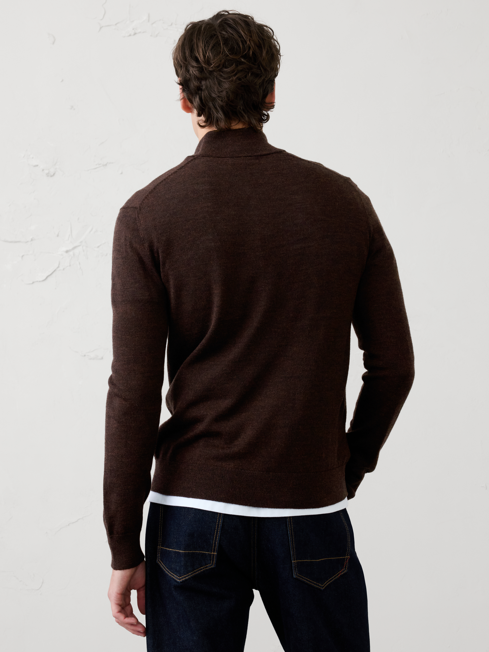 Image 2 of 6, Merino Wool Quarter-Zip Sweater