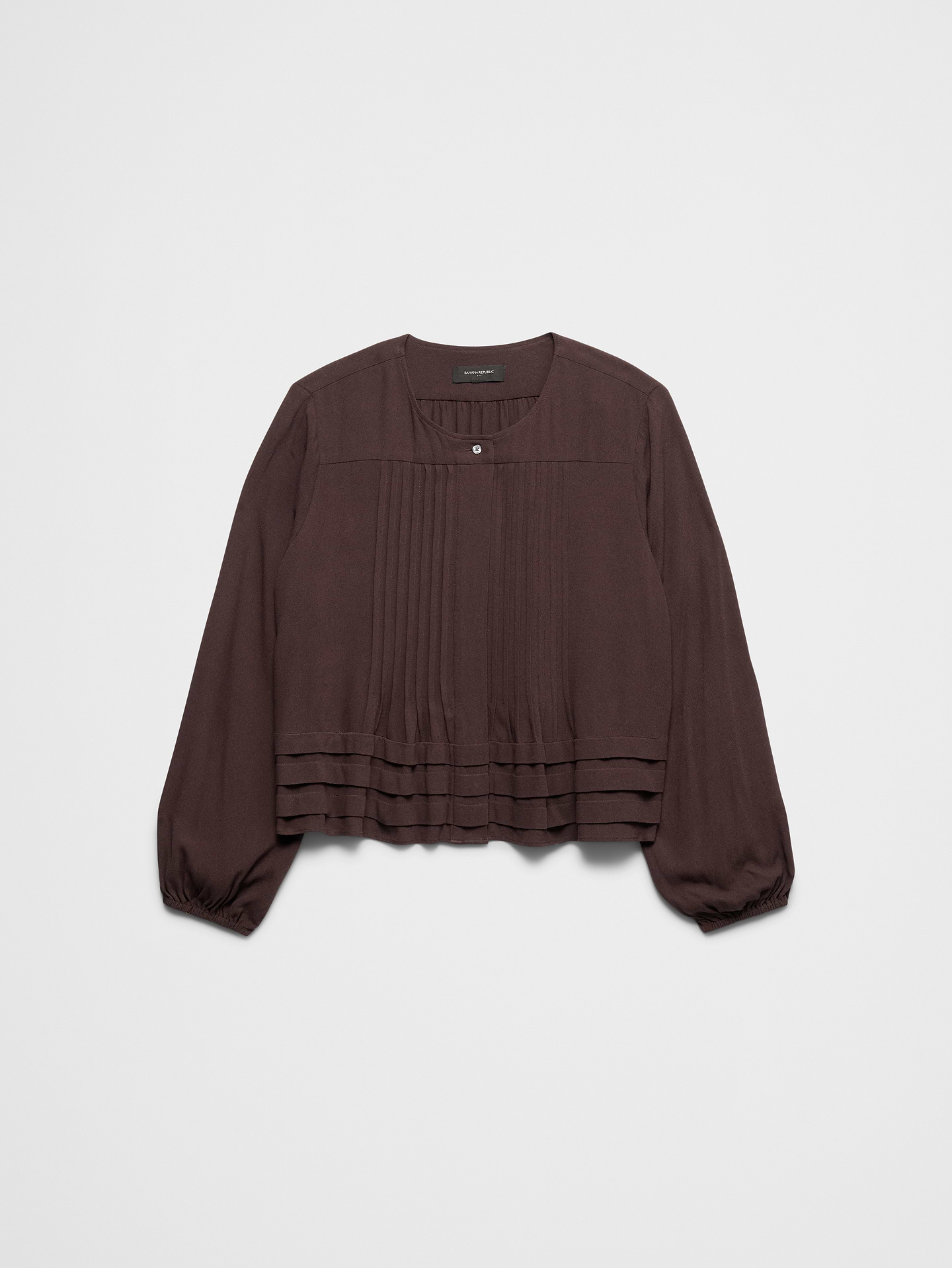 Image 4 of 4, Pleated Button-Front Swing Top
