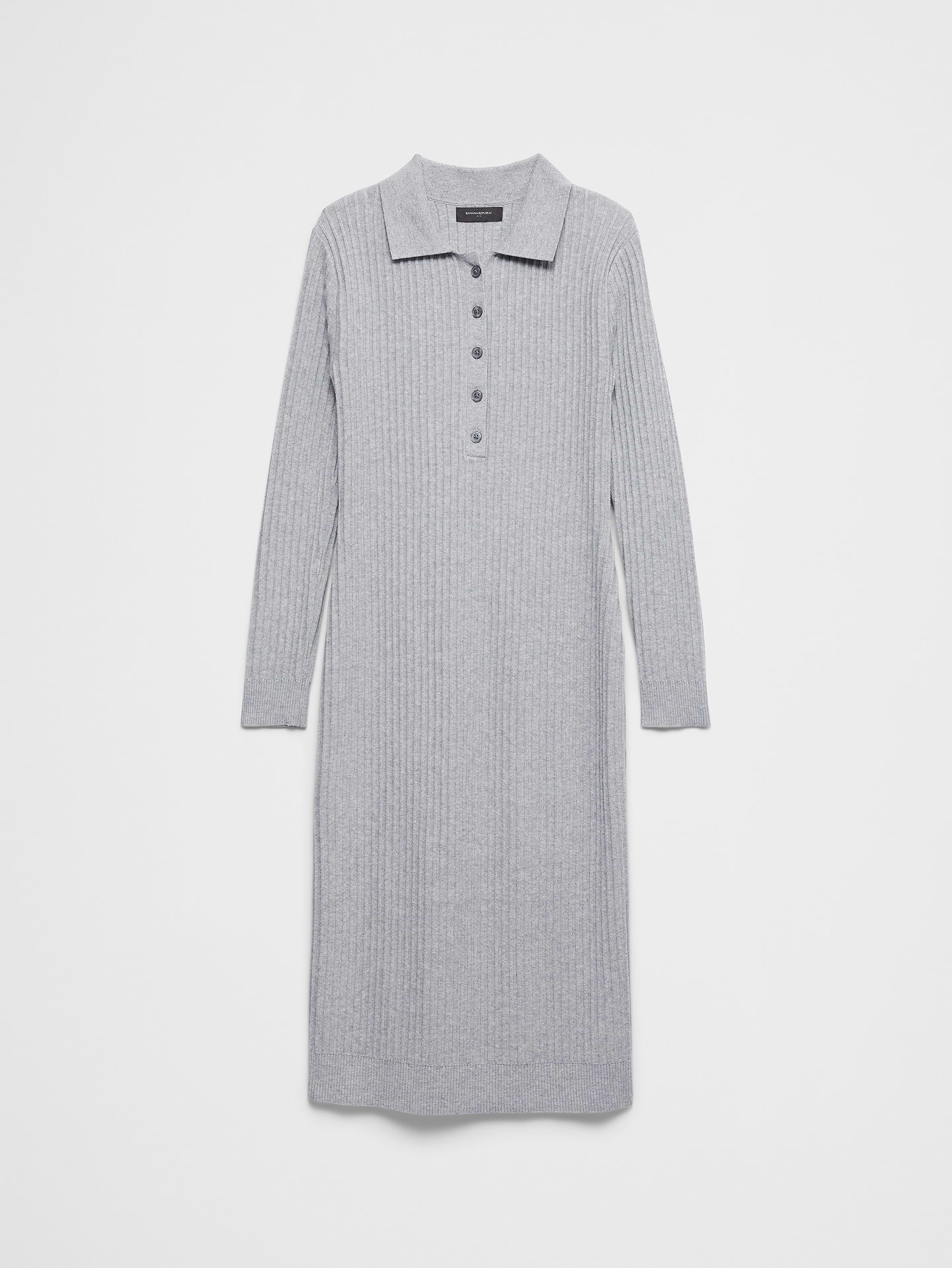 Image 6 of 6, Ribbed Polo Midi Sweater Dress