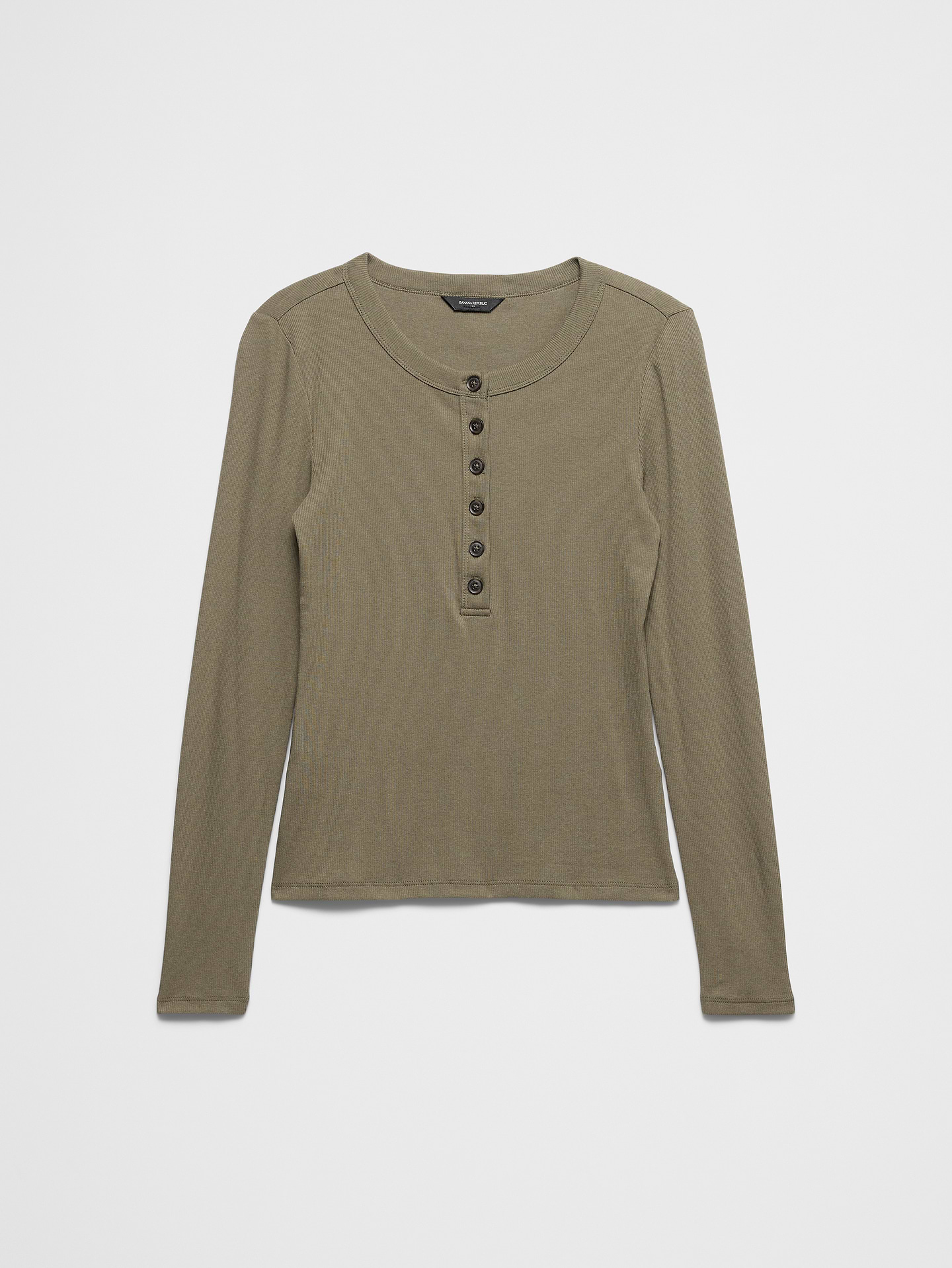 Image 4 of 7, Ribbed Henley T-Shirt