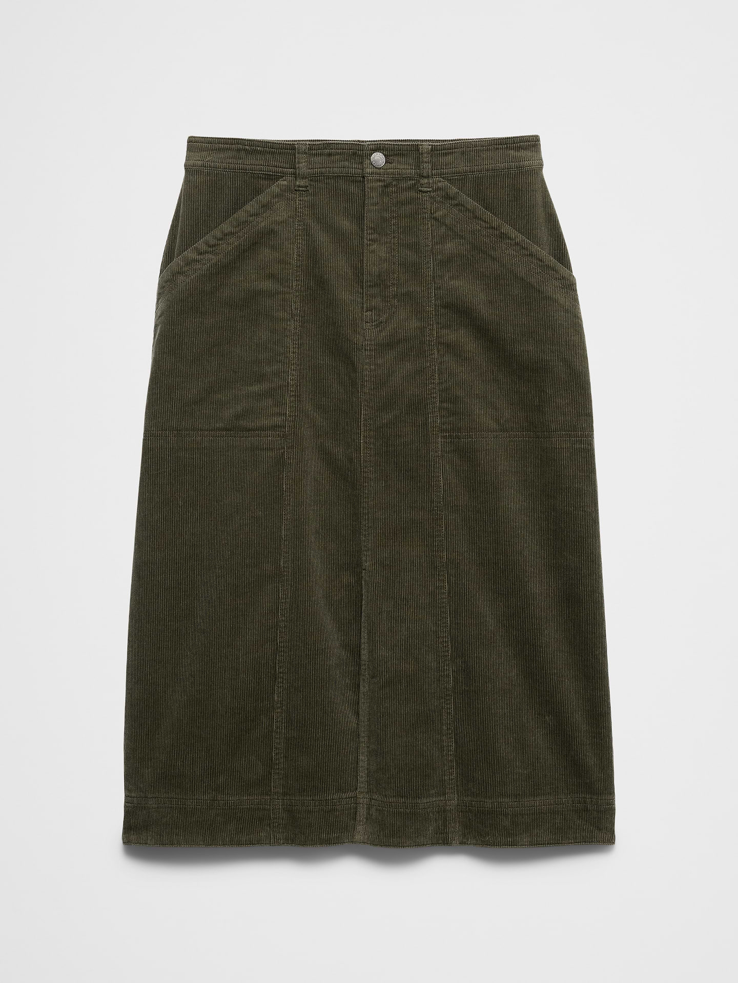 Image 6 of 6, Seamed Corduroy Midi Skirt