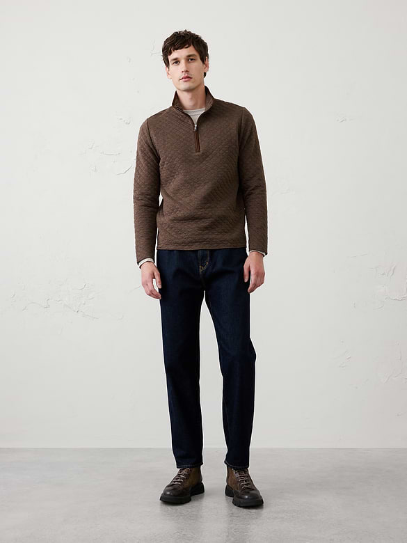 Diamond Quilted Quarter-Zip Pullover