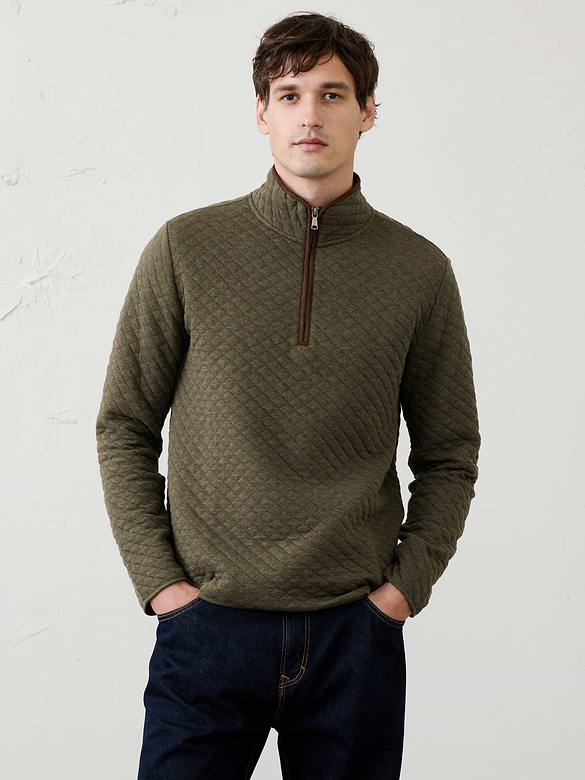 Diamond Quilted Quarter-Zip Pullover
