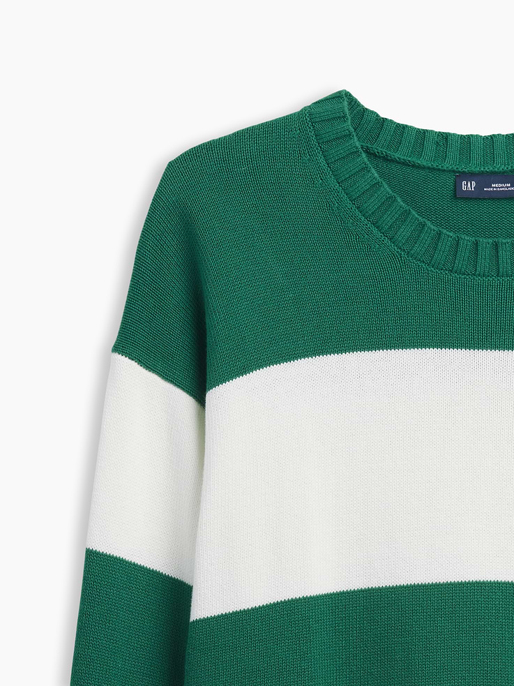 Image 4 of 5, Relaxed Stripe Crew Sweater