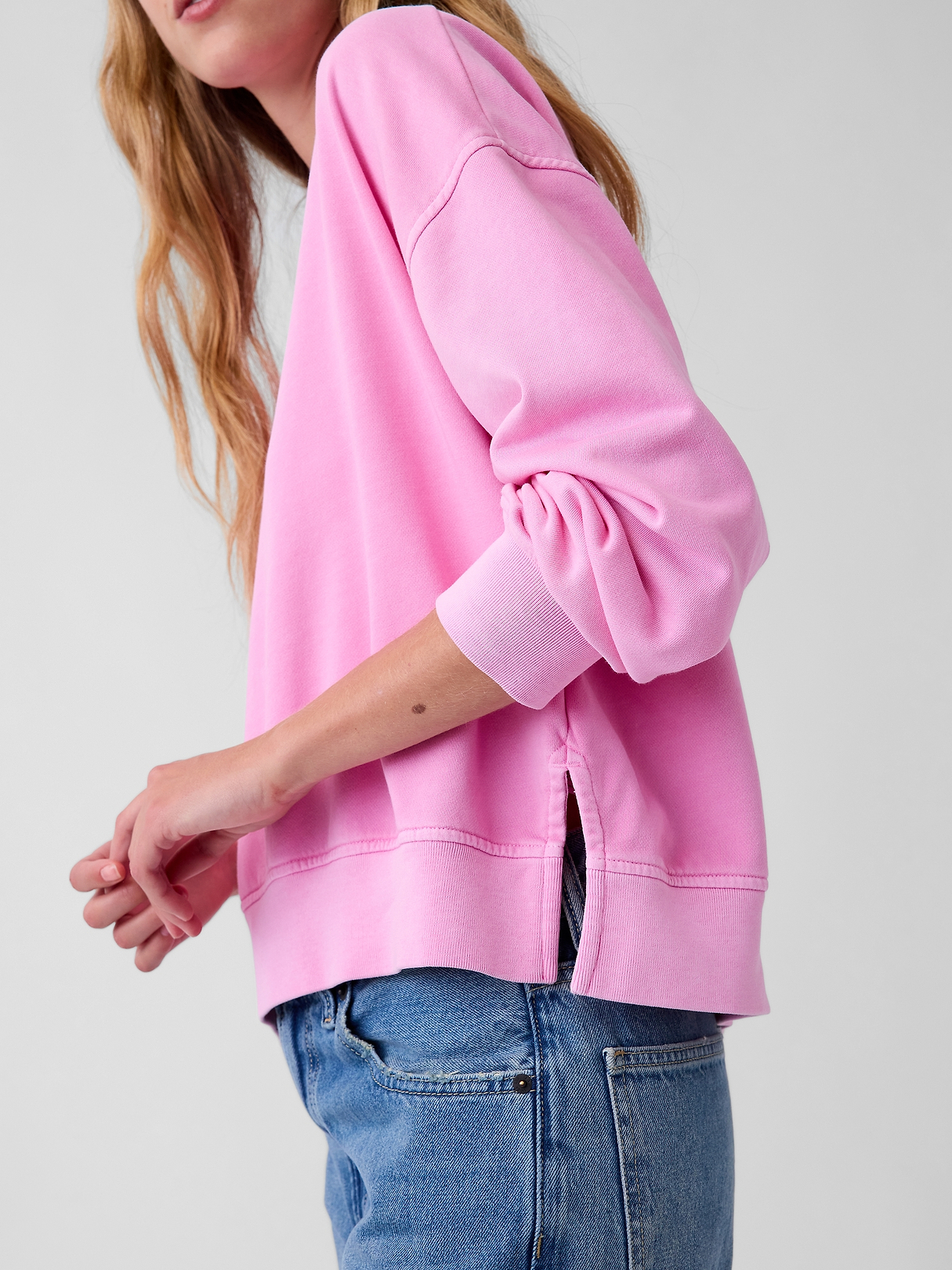 VintageSoft Terry Oversized Wedge Side-Slit Sweatshirt | Gap