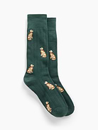Image 1 of 3, Soft, stretch knit dress socks., Ribbed top., Reinforced toe and heel., Allover print., This product was made in a factory that invests in gender equity and women’s empowerment through RISE. Learn more at gapinc.com/equity ., Product #1185711