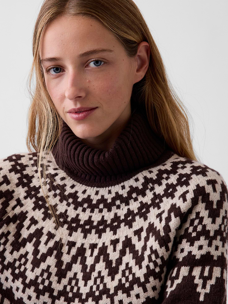Image 5 of 6, CashSoft Fair Isle Turtleneck Sweater Mini Dress