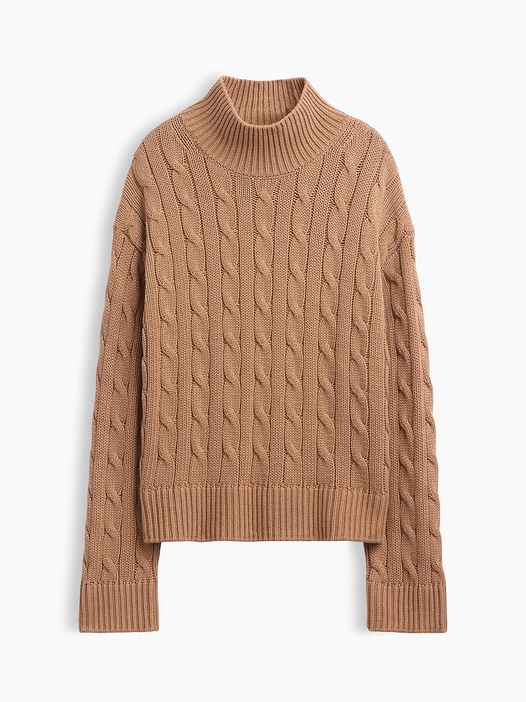 Image 5 of 5, 100% Cotton Oversized Mockneck Sweater