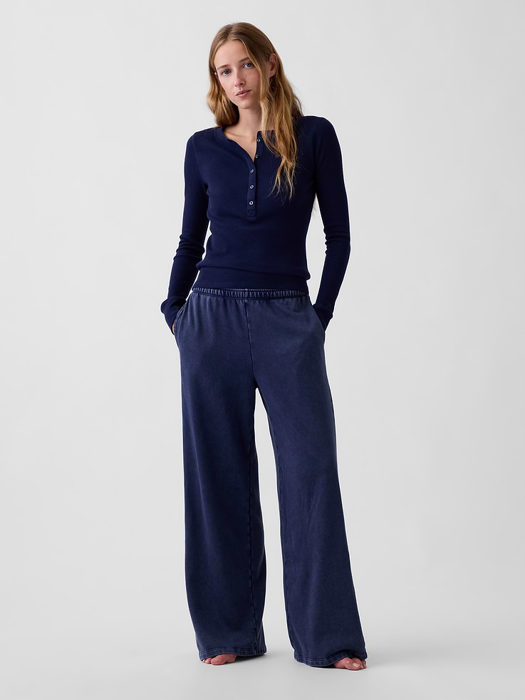 Image 2 de 5, Haut de pyjama henley en tricot gaufré