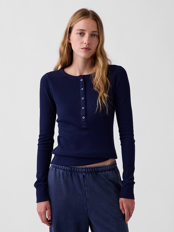 Waffle Henley PJ Top