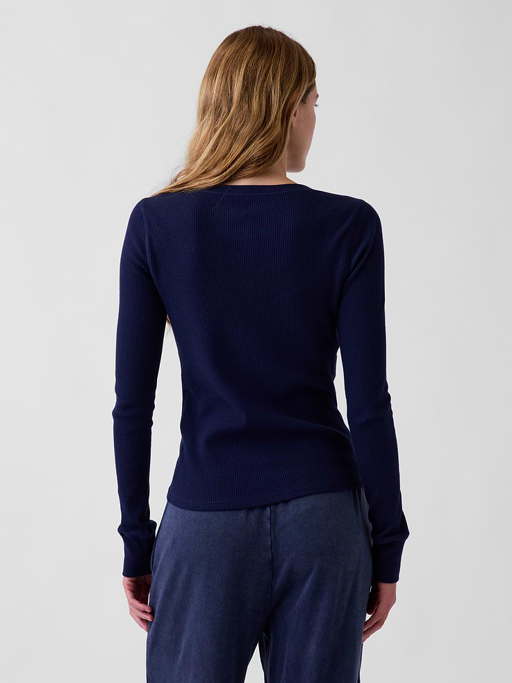 Image 3 de 5, Haut de pyjama henley en tricot gaufré