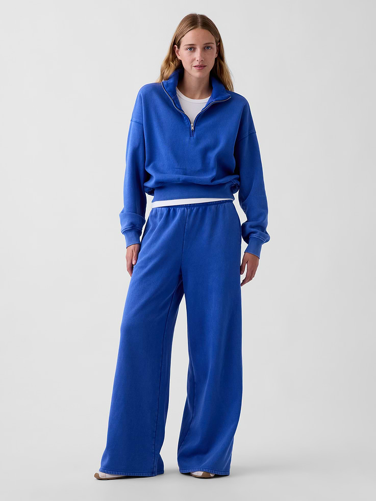 Image 1 of 6, Soft cotton-blend baggy pants., Elasticized waist with inner drawcords., Front slant pockets., Explore our GapSweats Guide ., Product #672610