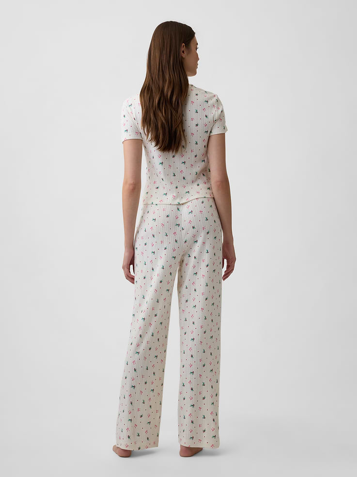 Image 2 of 4, Pointelle Straight-Leg PJ Pants