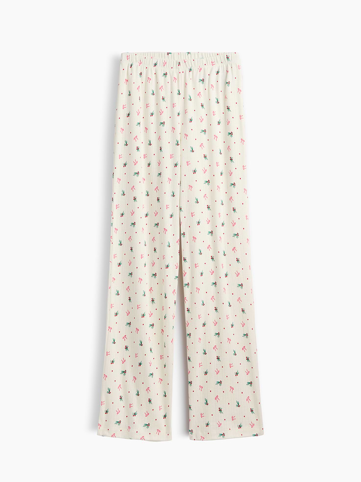 Image 4 of 4, Pointelle Straight-Leg PJ Pants