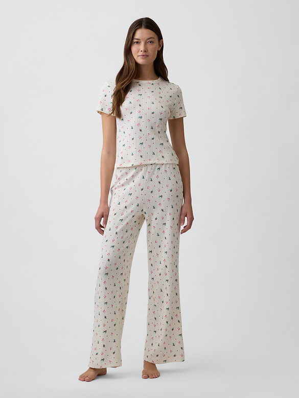Pointelle Straight-Leg PJ Pants