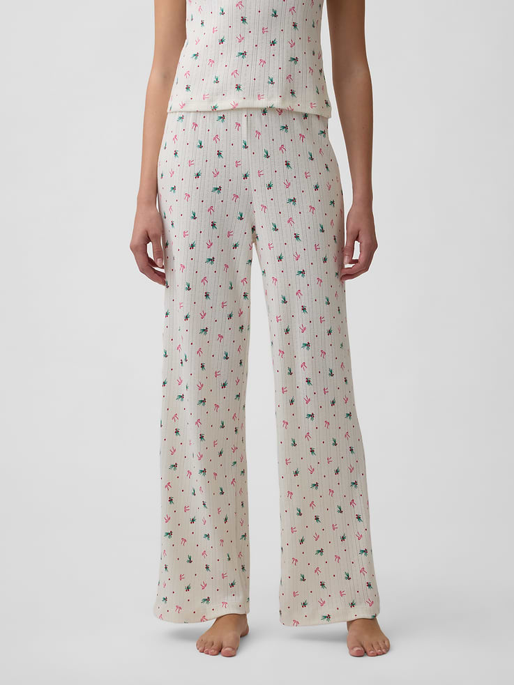 Image 3 of 4, Pointelle Straight-Leg PJ Pants