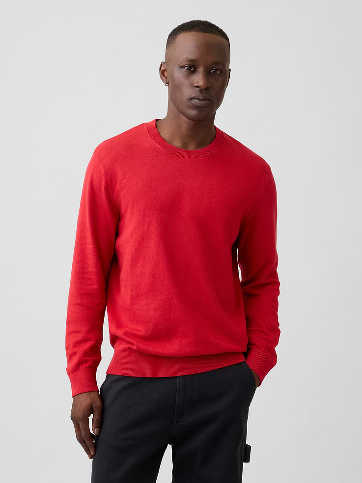 Image 1 of 5, Soft cotton knit., Long sleeves with ribbed cuffs., Ribbed crewneck., Ribbed hem., This product was made in a factory that invests in gender equity and women’s empowerment through RISE. Learn more at, Product #1178055