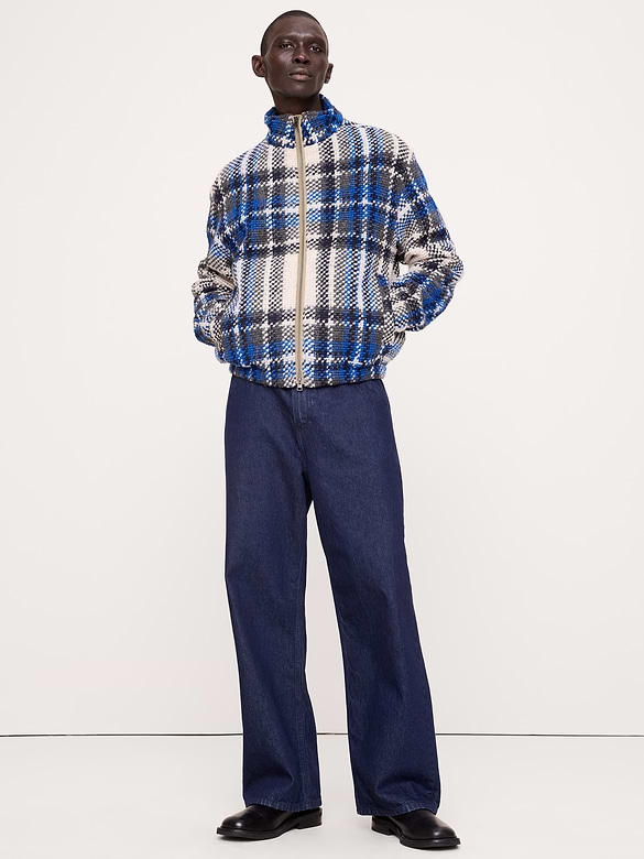 Brushed Plaid Track Jacket