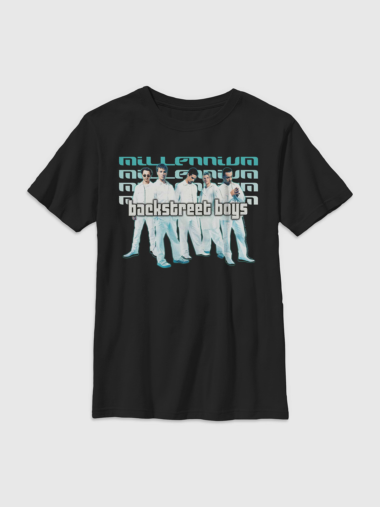 Image 1 of 4, Soft cotton T-shirt., Crewneck., Short sleeves., Officially licensed Backstreet Boys Millennium Stack graphic at front. Fifth Sun is an internationally recognized manufacturer of exclusive licensed graphic apparel and innovative fashions for premium brands like Star Wars, Disney, Marvel, and Nintendo., This item is printed on demand