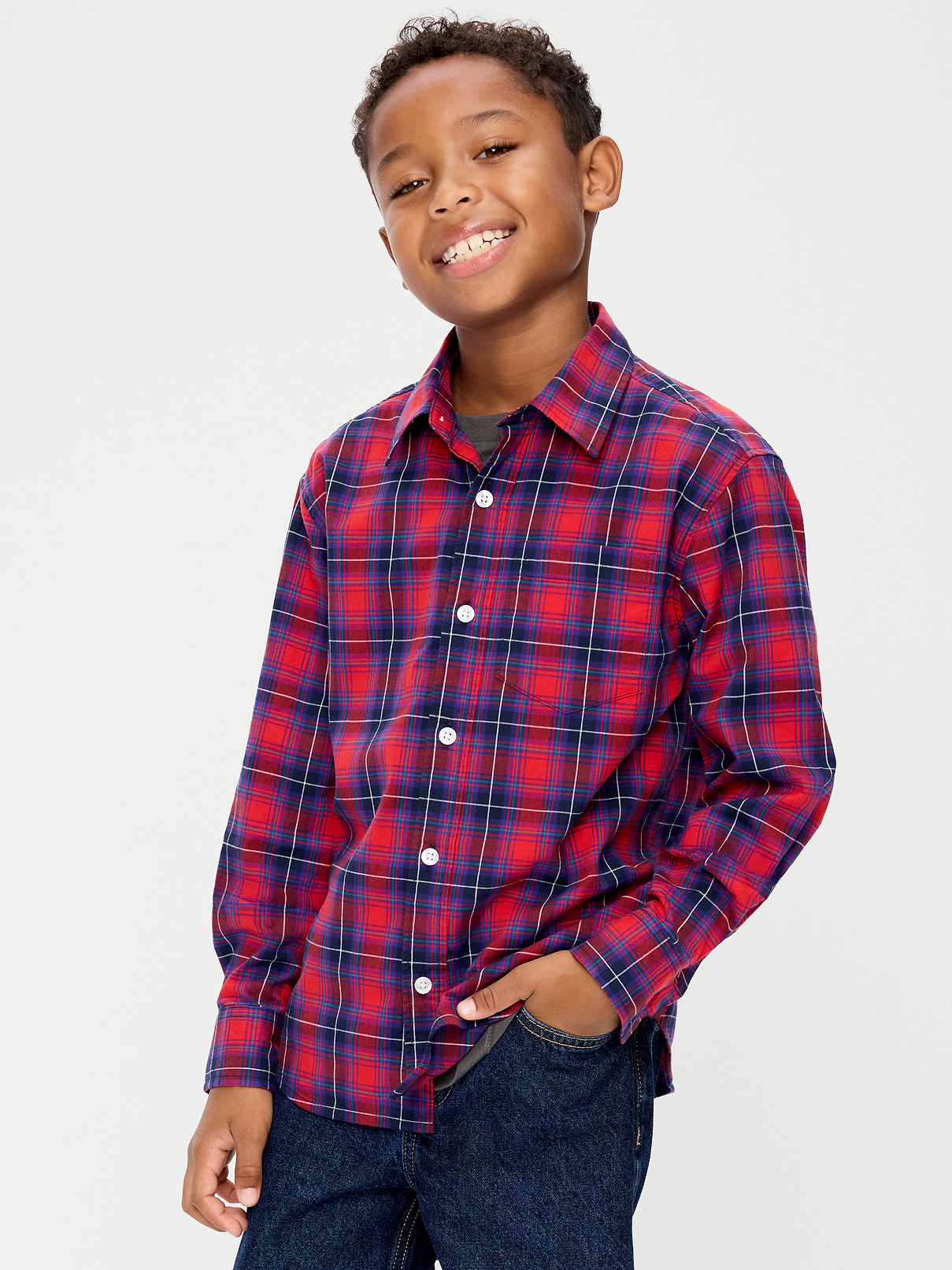 Image 1 of 3, spread collar, long sleeves, buttoned cuffs, pocket at chest, full length button front, Product #1184182