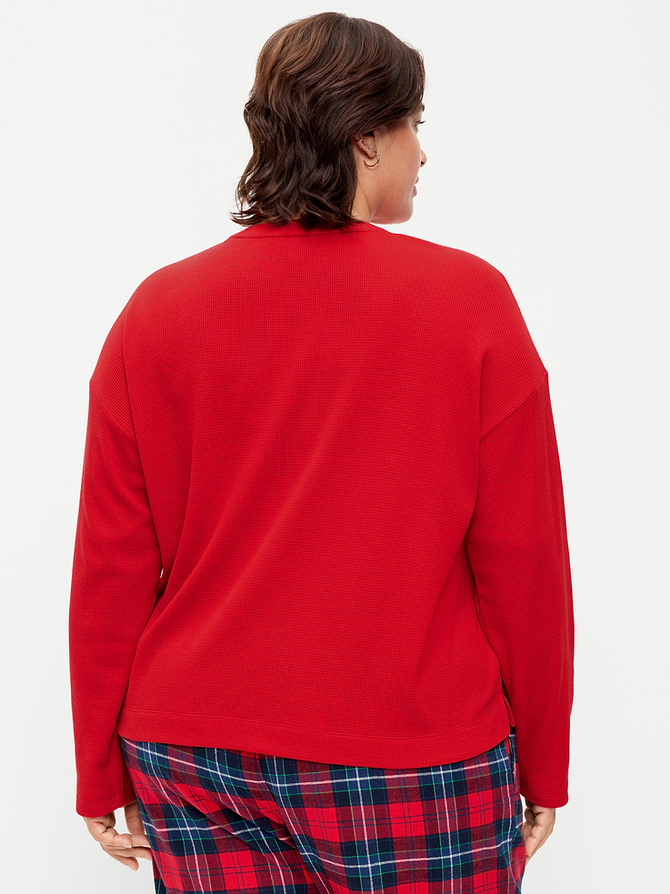 Image 7 of 7, Vintage Long-Sleeve Waffle Knit Crew-Neck T-Shirt
