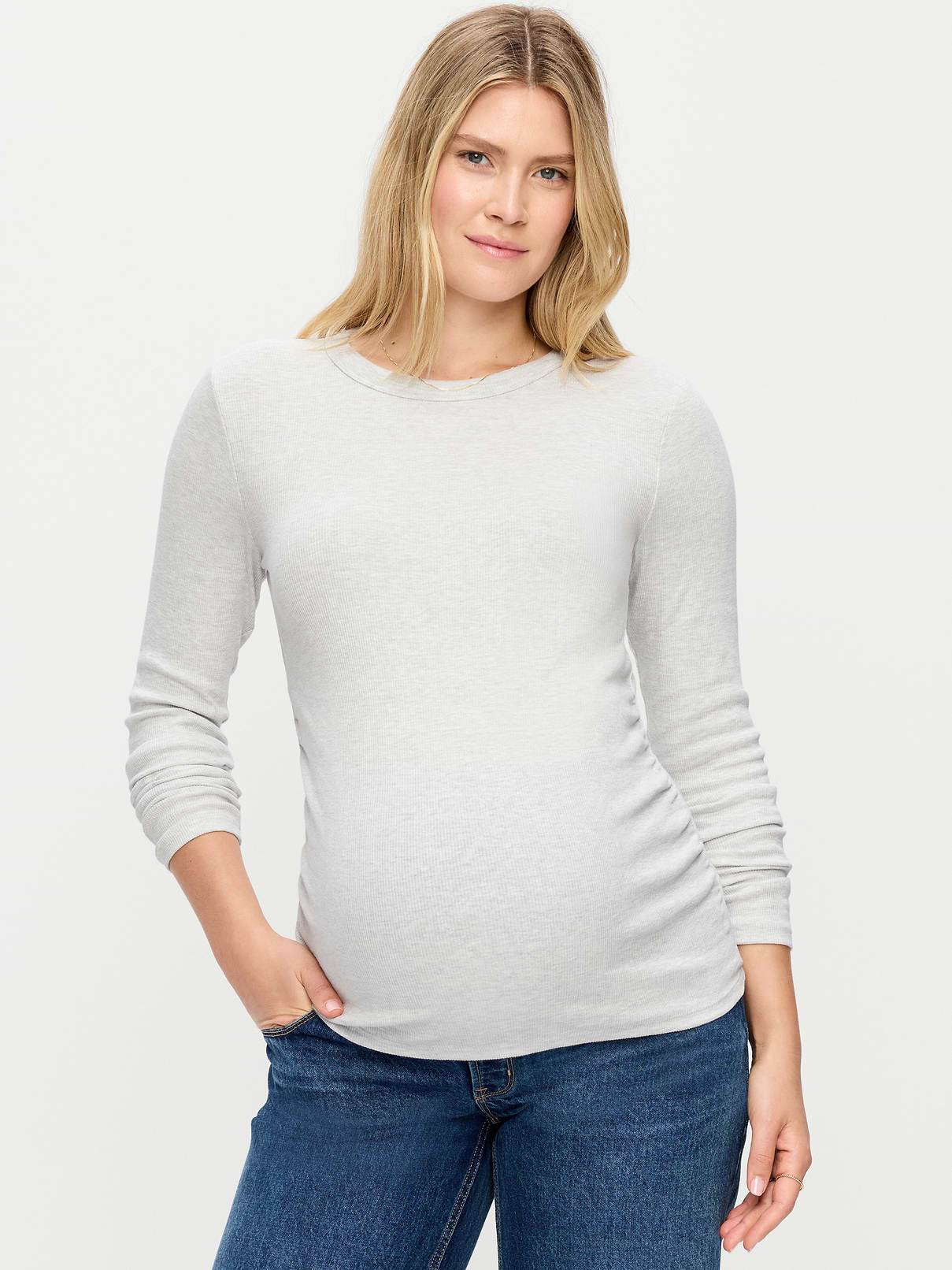 Image 1 of 2, A skimming fit that hugs your bod just right., crew neck, long sleeves, shirred sides for a flexible fit, Product #915825
