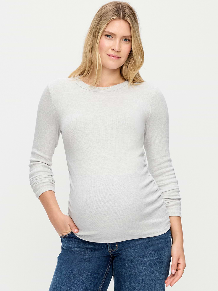 Image 1 of 2, A skimming fit that hugs your bod just right., crew neck, long sleeves, shirred sides for a flexible fit, Product #915825