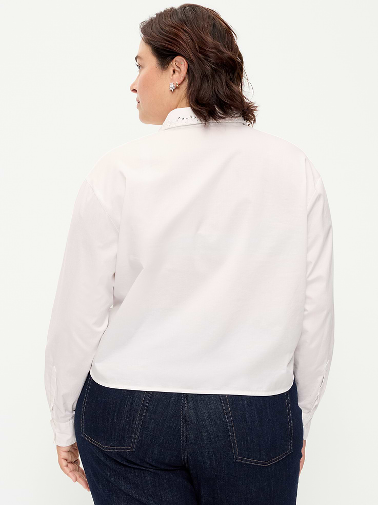 Image 8 of 8, Embellished Collar Long-Sleeve Button-Down Shirt