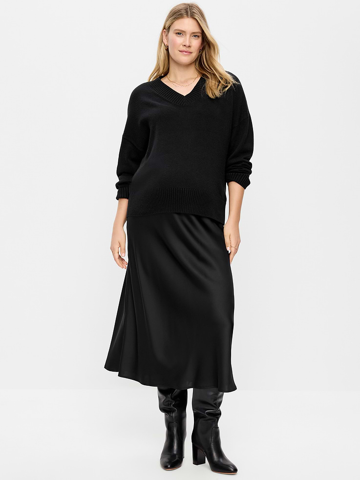 Image 3 of 4, Maternity Satin A-Line Maxi Skirt