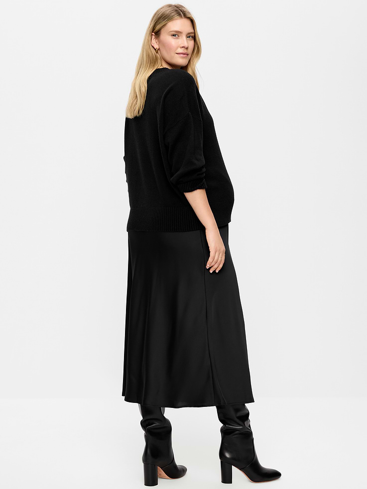 Image 2 of 4, Maternity Satin A-Line Maxi Skirt