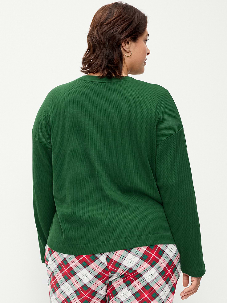 Image 7 of 7, Vintage Long-Sleeve Waffle Knit Crew-Neck T-Shirt