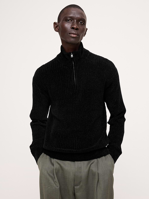 Italian Chenille Quarter-Zip Sweater