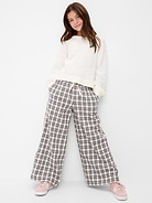 Image 3 of 4, Pull-On Wide-Leg Flannel Plaid Pants for Girls