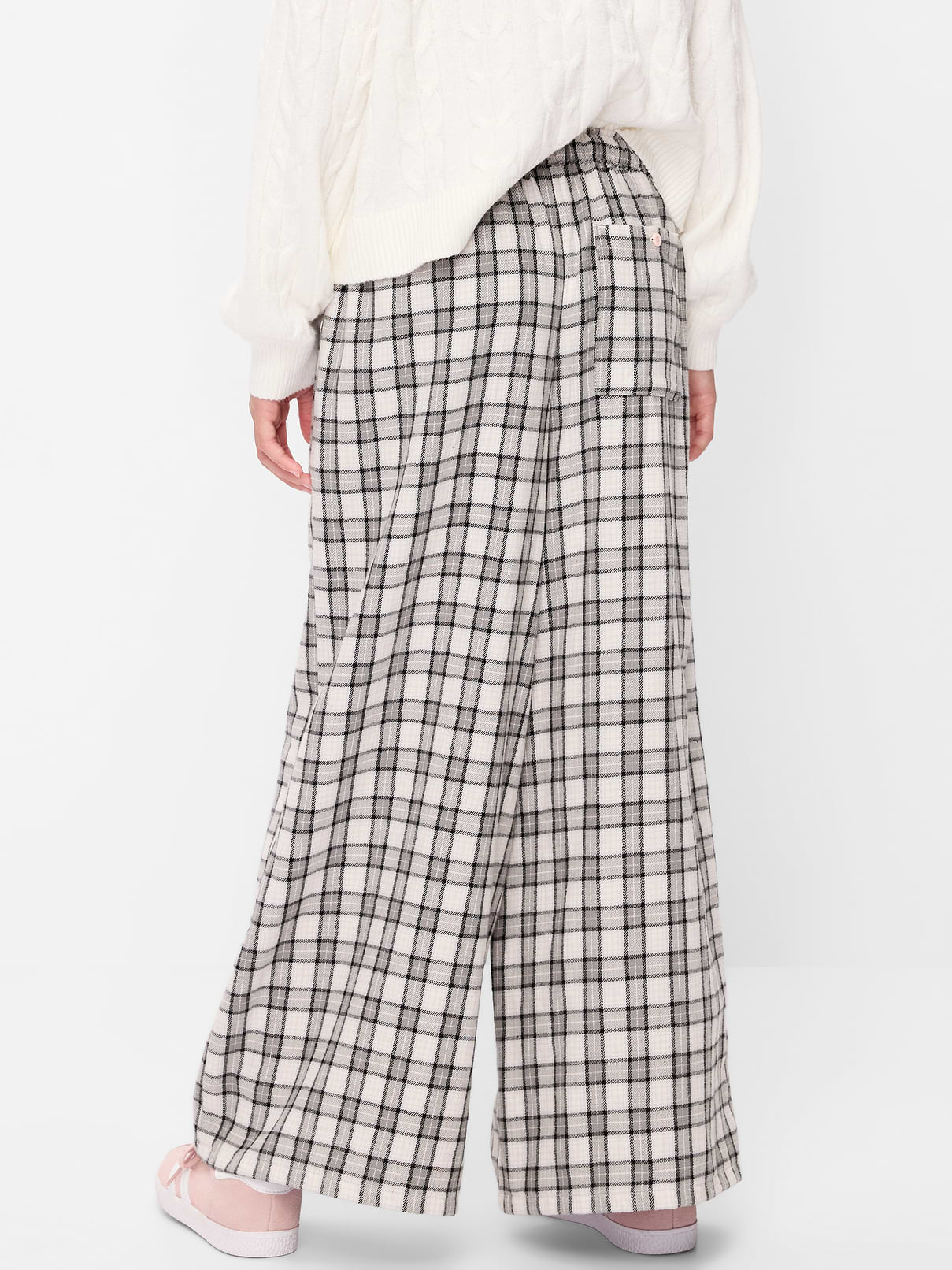 Image 2 of 4, Pull-On Wide-Leg Flannel Plaid Pants for Girls
