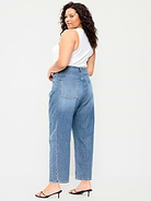 Image 9 of 9, High-Waisted Baggy Barrel Ankle Jeans