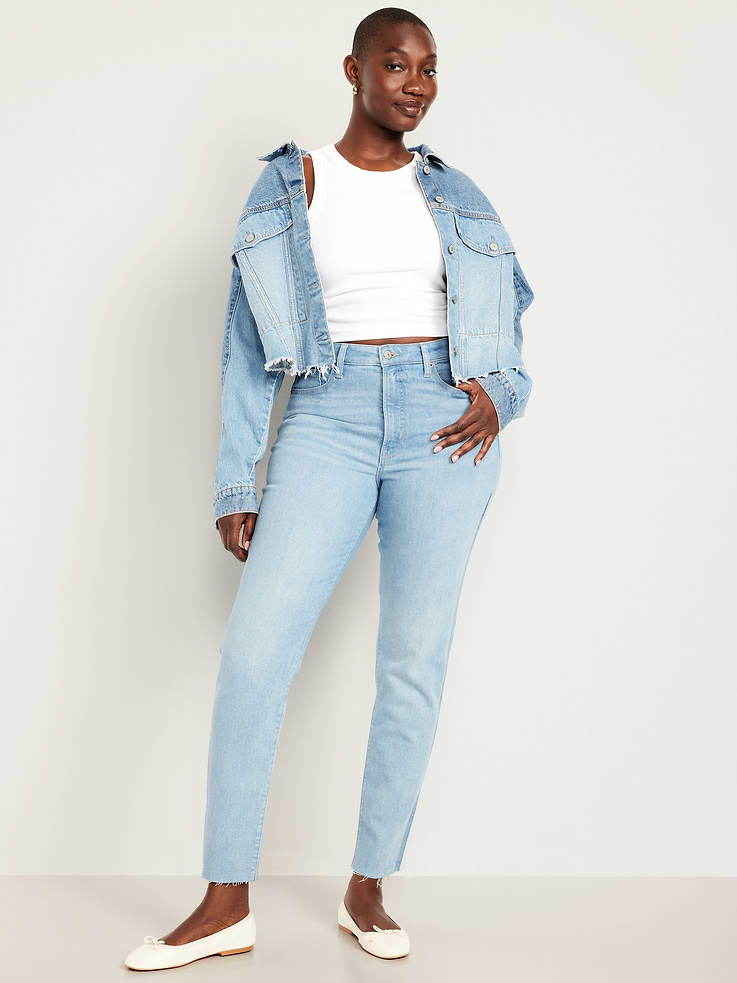 Image 6 of 7, High-Waisted OG Straight Cut-Off Ankle Jeans