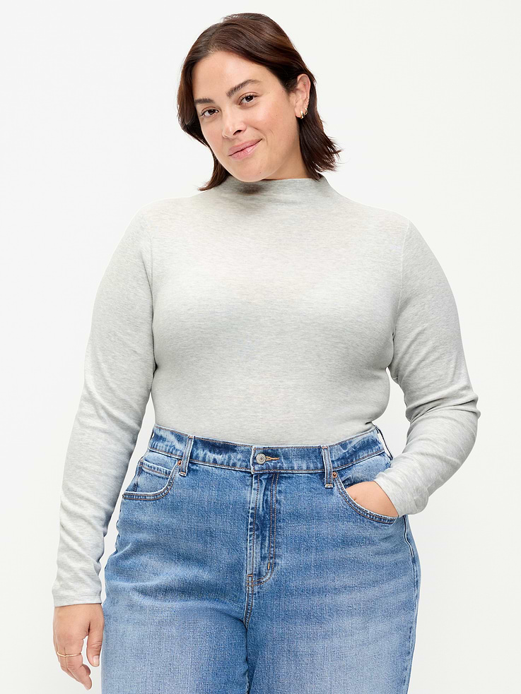 Image 3 of 4, Snug Long-Sleeve Mock-Neck T-Shirt