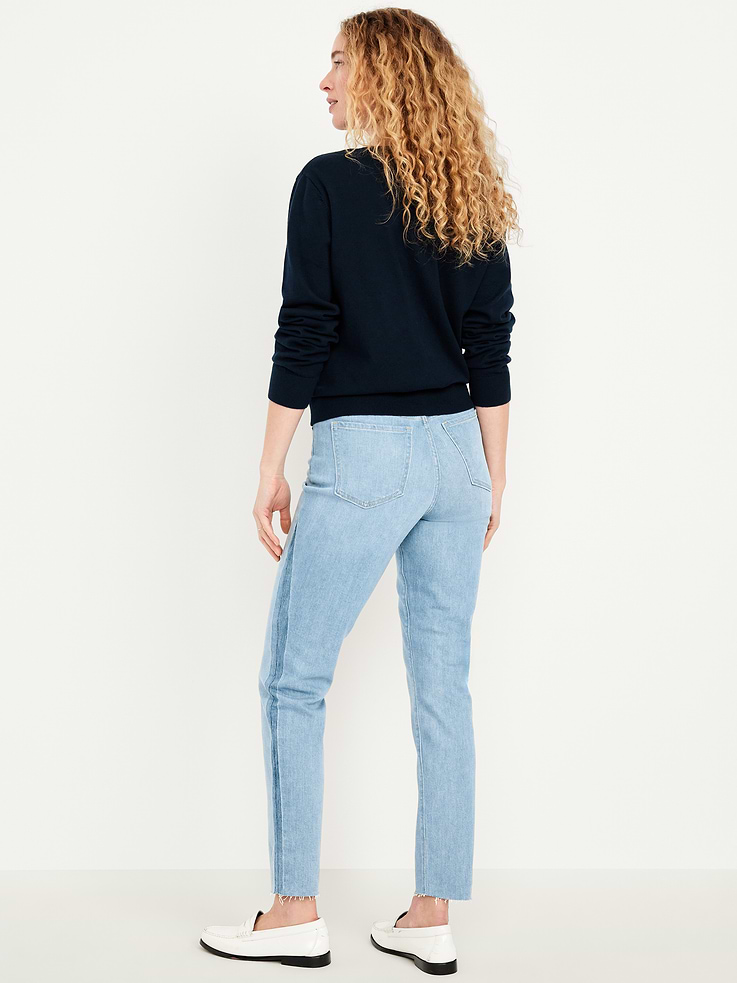 Image 3 of 7, High-Waisted OG Straight Cut-Off Ankle Jeans