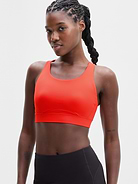 Image 1 of 3, BEST FOR CARDIO: run + train + HIIT, IMPACT: Medium-impact workouts, best for D-DD cups, FEEL: PowerMove fabric is sleek, weightless, and helps keep you cool with quick-drying properties, FAVE: Stay-put straps and shaping seams for a secure, sculpted fit, Built-in pockets with removable pads for optional coverage, Removable pads hold their shape from wash to wear, Lined with PowerMesh for breathable, sheer-proof coverage, Easily pairs with the Empower Mastectomy Bra Insert, Product #413267