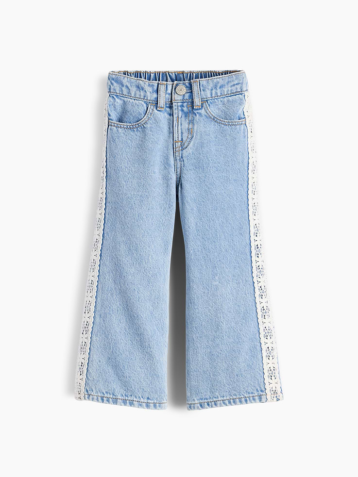 Image 2 of 3, Baby & Toddler Lace-Trim Stride Jeans