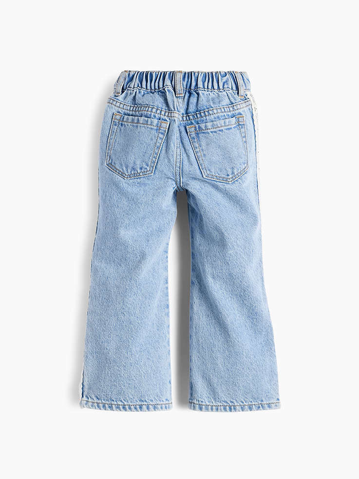 Image 3 of 3, Baby & Toddler Lace-Trim Stride Jeans