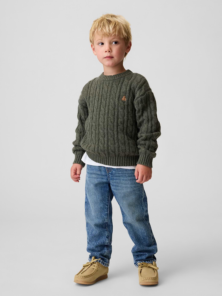 Image 1 of 4, Authentic, non-stretch denim pull-on relaxed straight jeans., Adjustable elasticized waist, faux fly., Classic five-pocket styling., This product is part of our water-saving Washwell program. Compared with conventional wash methods, Washwell uses at least 20% less water., Made with 52% Protocol cotton verified by the U.S. Cotton Trust Protocol, a program which works with farms committed to improving their environmental footprint by minimizing water usage and improving soil health (Claim No. 10127)., Made with 5% recycled cotton. Compared to virgin materials, using recycled materials helps reduce resource use and waste., Product #1184949