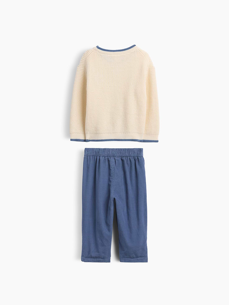 Image 2 of 3, Baby Sweater & Corduroy Pants Outfit Set