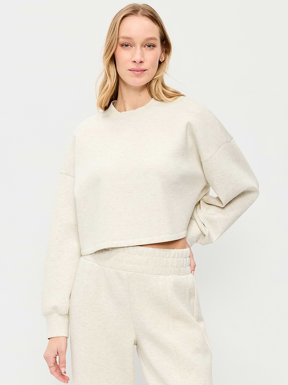 Bounce Fleece Crew-Neck Cropped Sweatshirt
